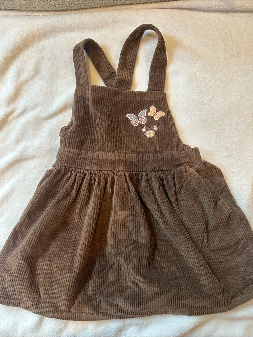 Disney Minnie Kids Brown Corduroy Pinafore Dress Size 4T